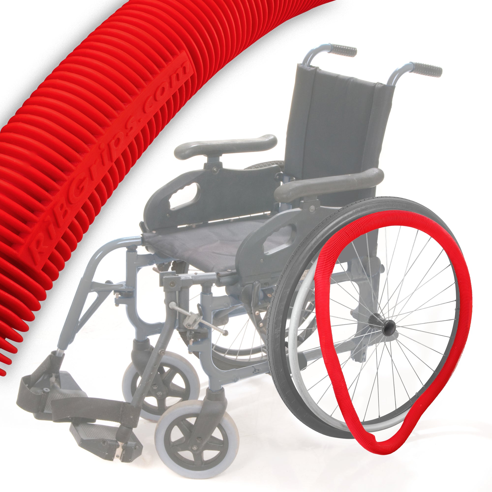 Wheelchair push rim cover in Red