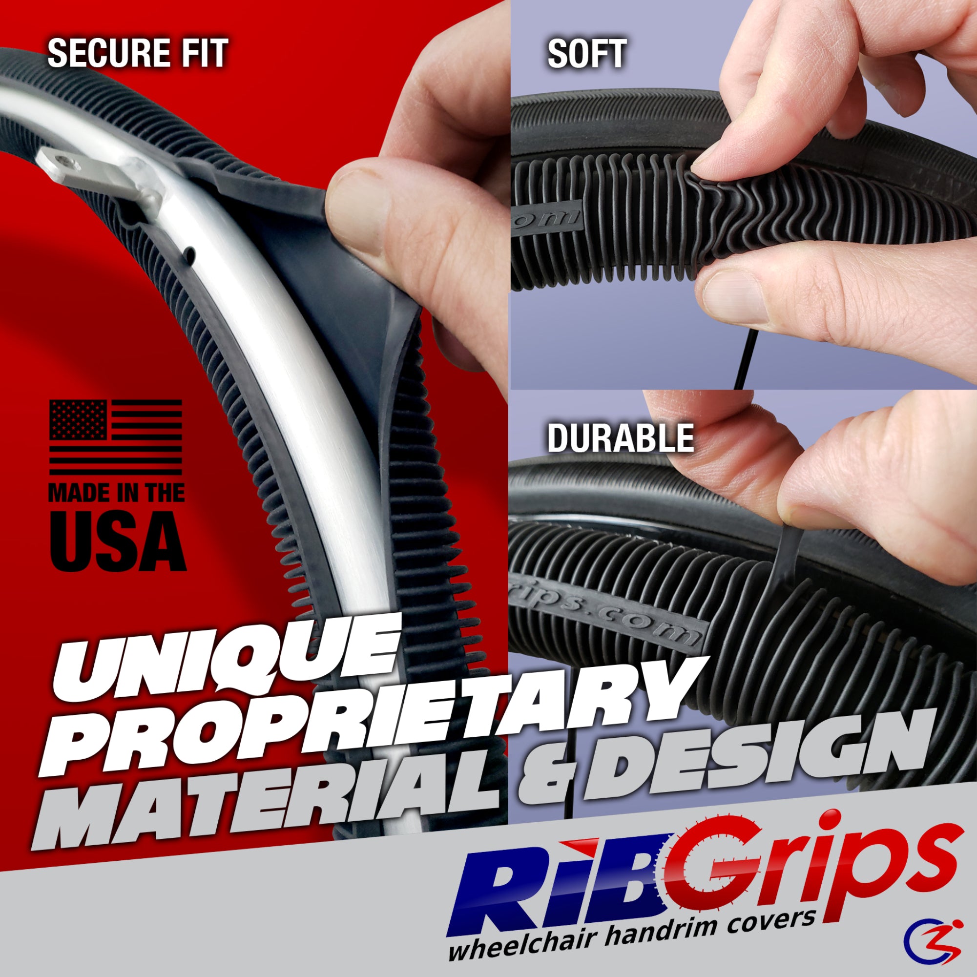  RibGrips Wheelchair Handrim Covers - Push Rim Covers - Wheelchair Rail Covers